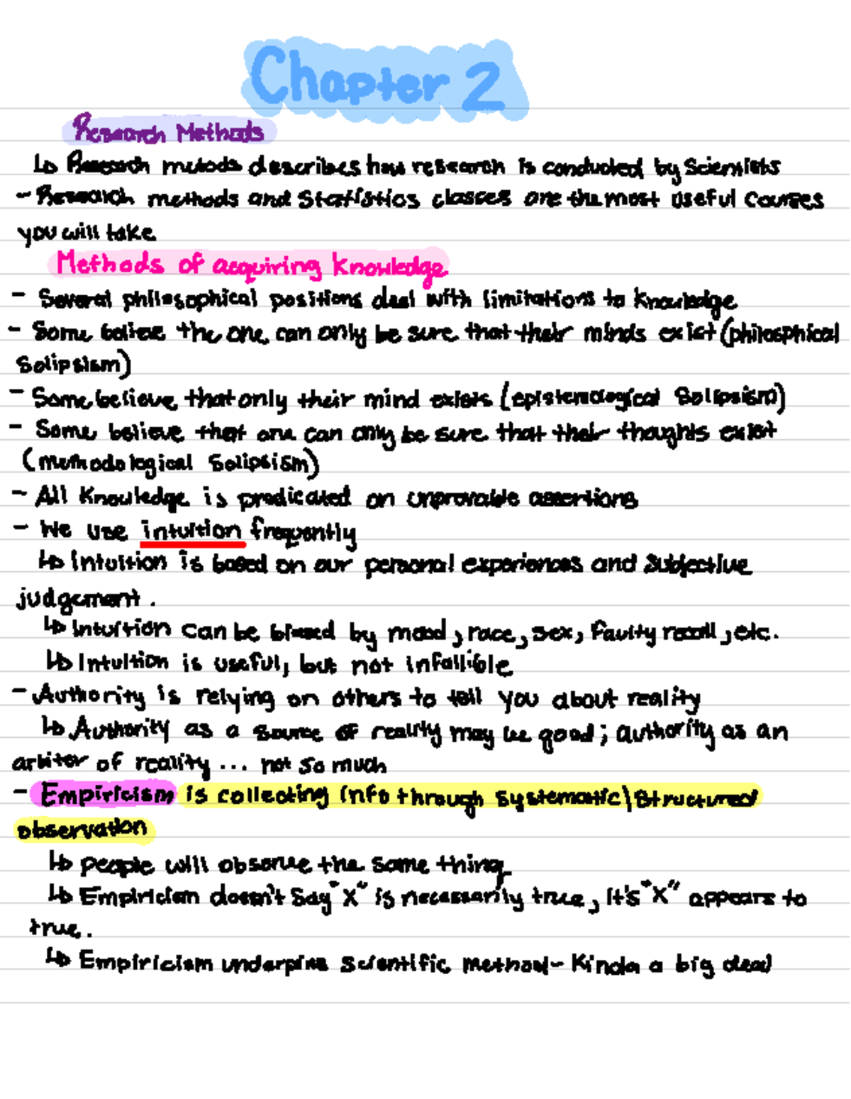 Psyc1003 notes ch2 - Chapter 2 Research Methods Research metods ...