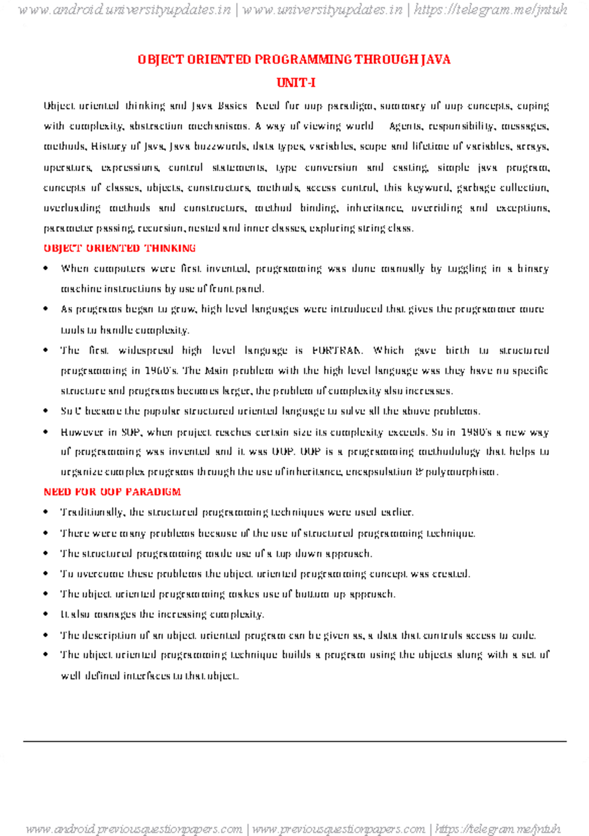 JAVA-1 - Object Oriented Programming: Key Concepts and Principles - Studocu