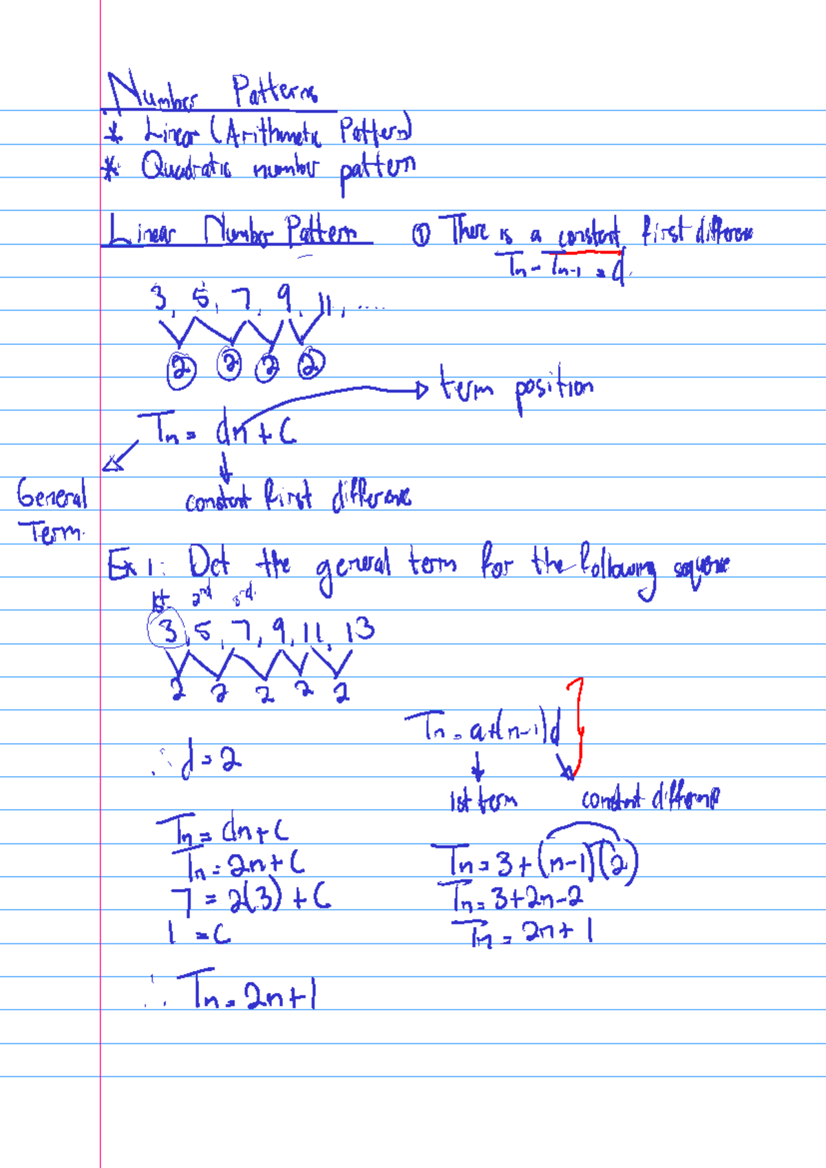 Number Patterns - Exam Prep for Math 101: Linear & Quadratic - Studocu