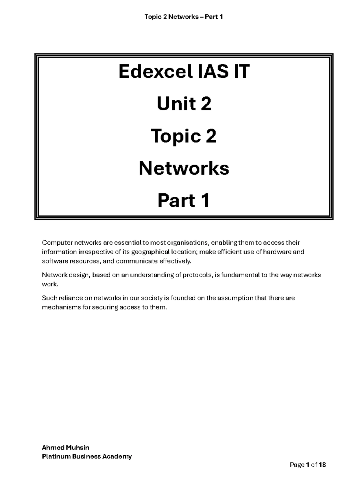 AS Level ICT - Topic 1 Part 1: Hardware and Software Overview - Studocu