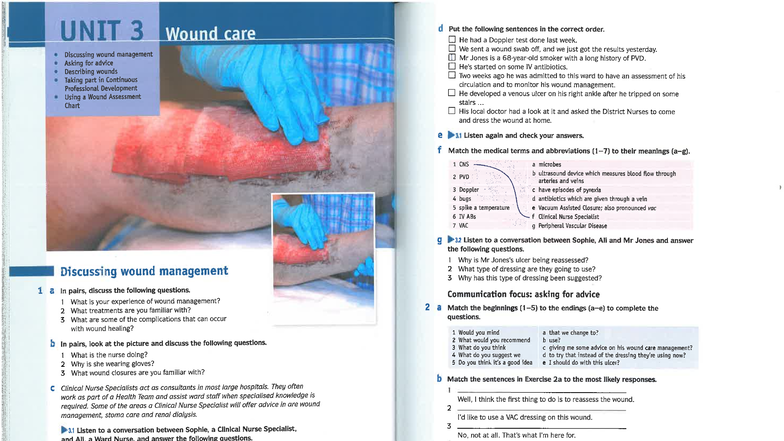 Cambridge English for Nursing: Unit 3 Wound Care Overview - Studocu