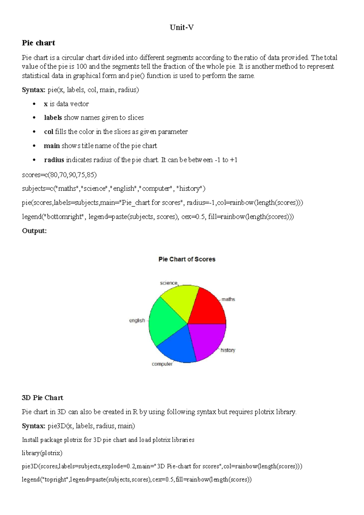 Unit-V - Graphical Data Representation Techniques in R - Studocu