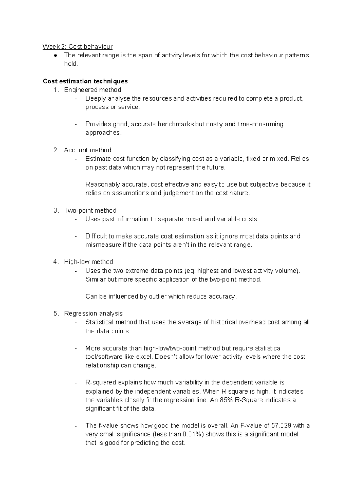 Acctg 221 Final Exam Notes - Cost Behaviour & Costing Methods - Studocu