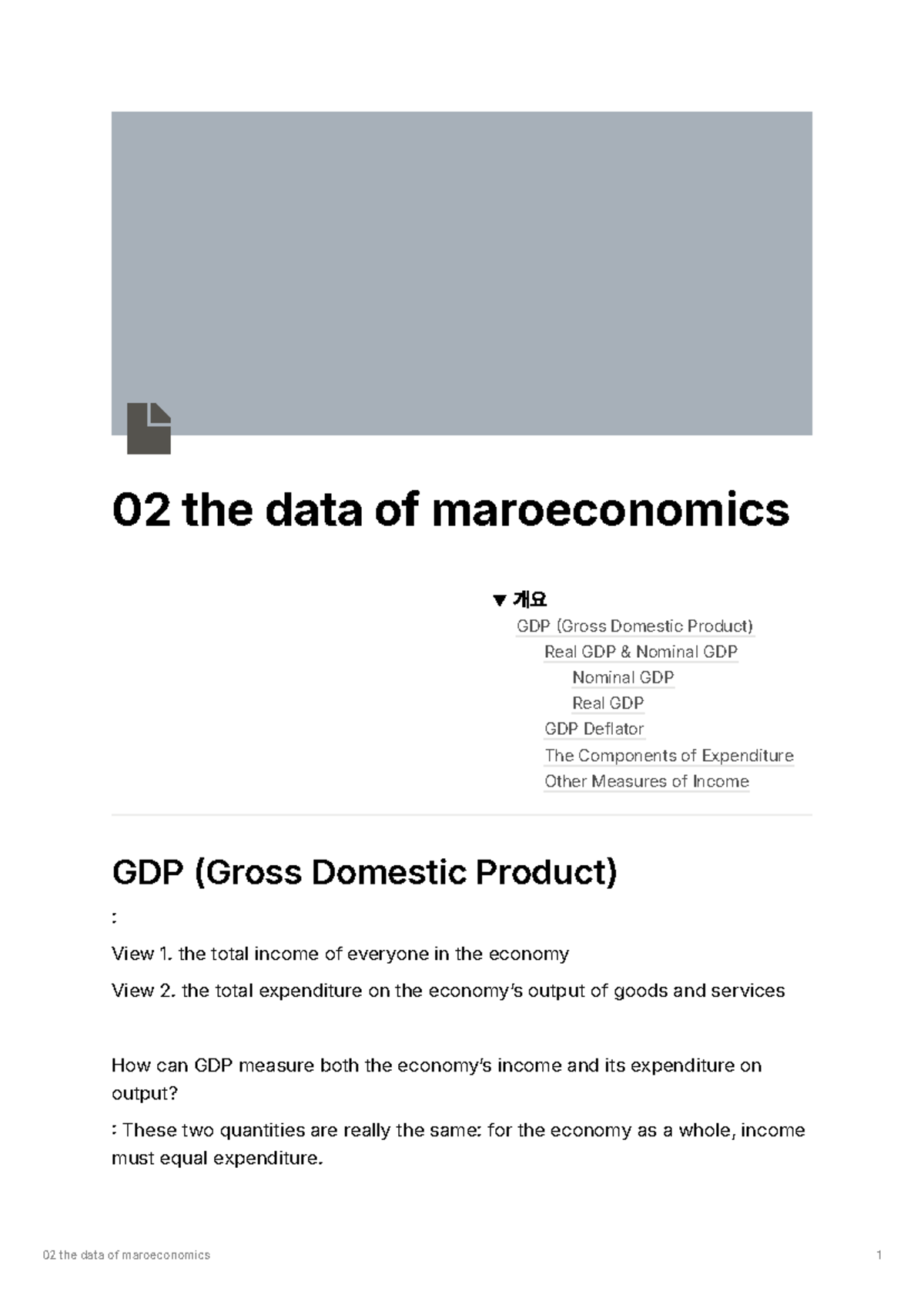 Macro 02: Data of macroeconomics overview and GDP analysis - Studocu