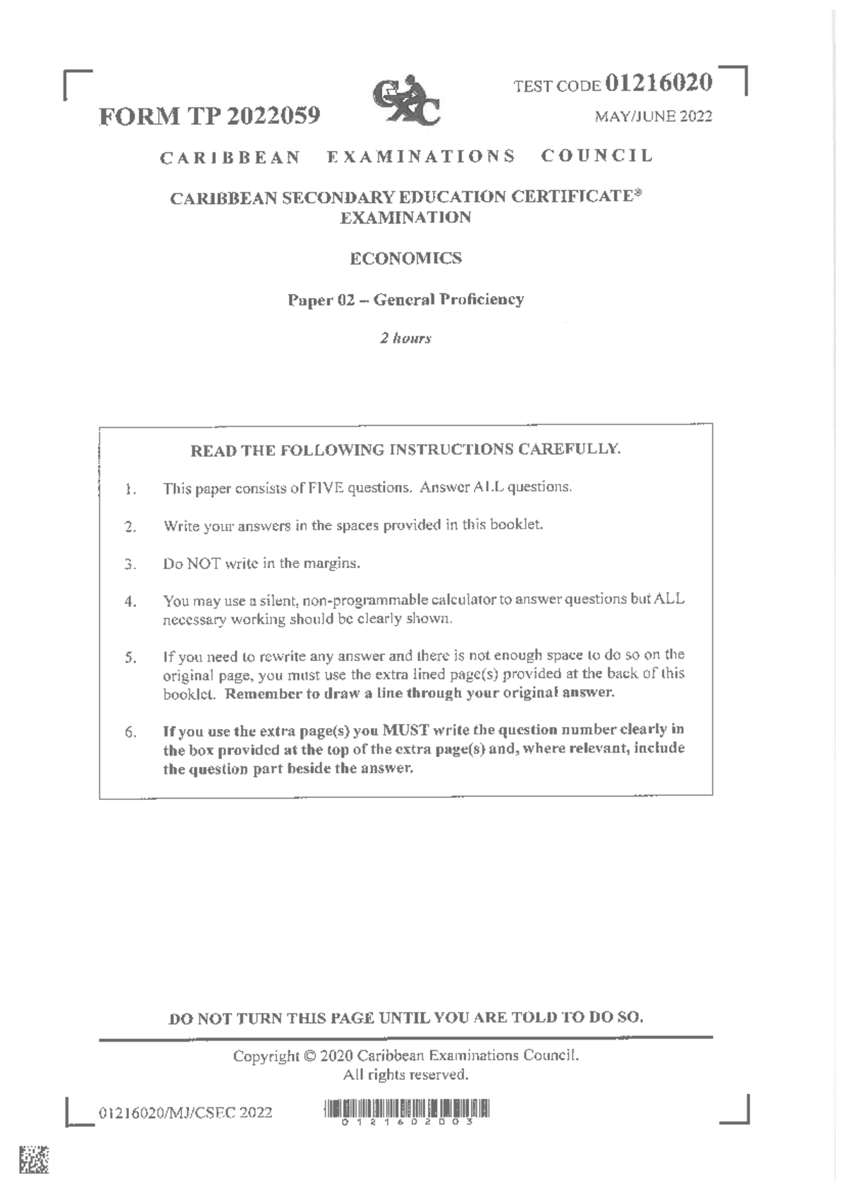 CSEC Economics P2 2022 MJ - Pure Math Module 1 - Studocu