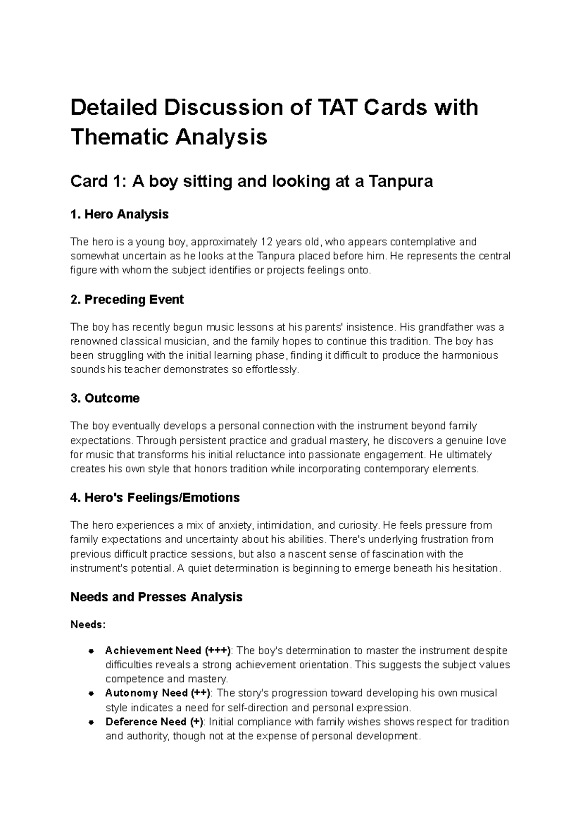 Thematic Analysis of TAT Cards: Detailed Examination and Insights - Studocu