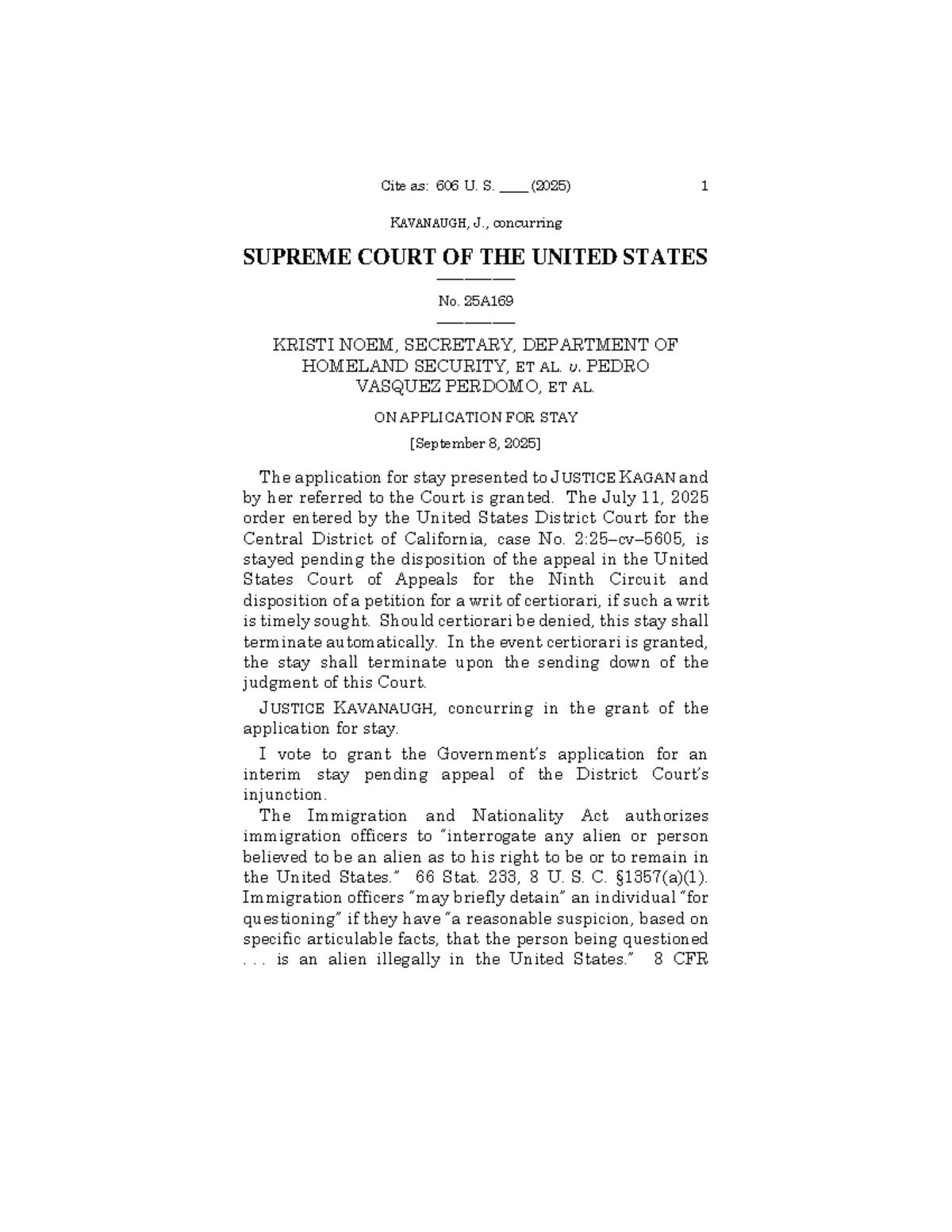 Temporary Restraining Order Analysis: Noem v. Vasquez Perdomo (2025 ...