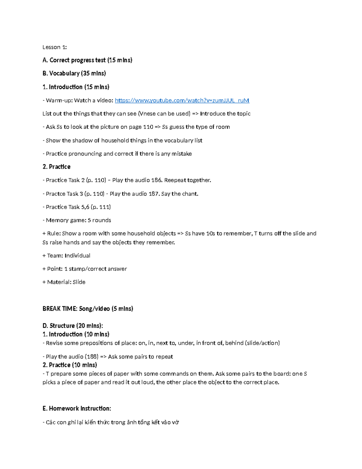 Lesson 2: Vocabulary & Grammar Practice Activities (15-40 mins) - Studocu