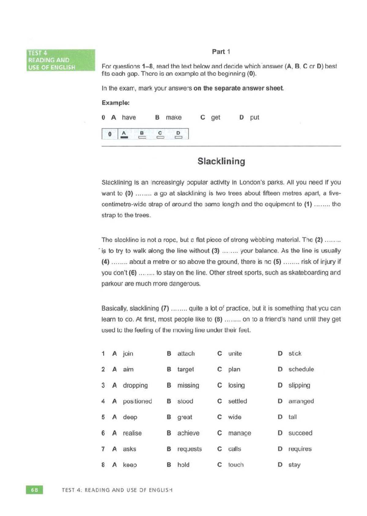 FCE Practice TEST 4 VOL 2 - TEST 4 READING AND USE OF ENGLISH For ...