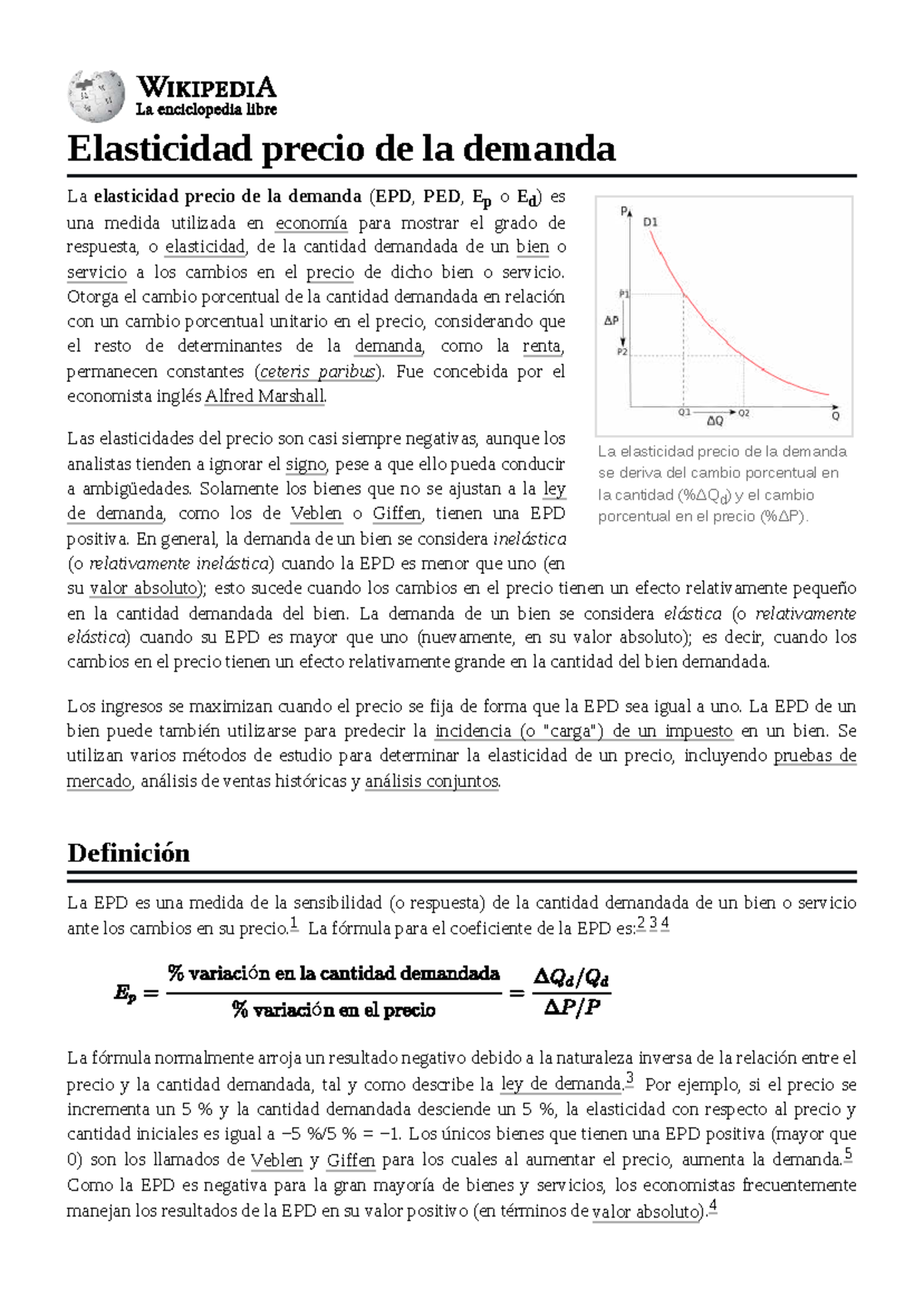 Elasticidad Precio de la Demanda - Lectura 6 (ECON 101) - Studocu