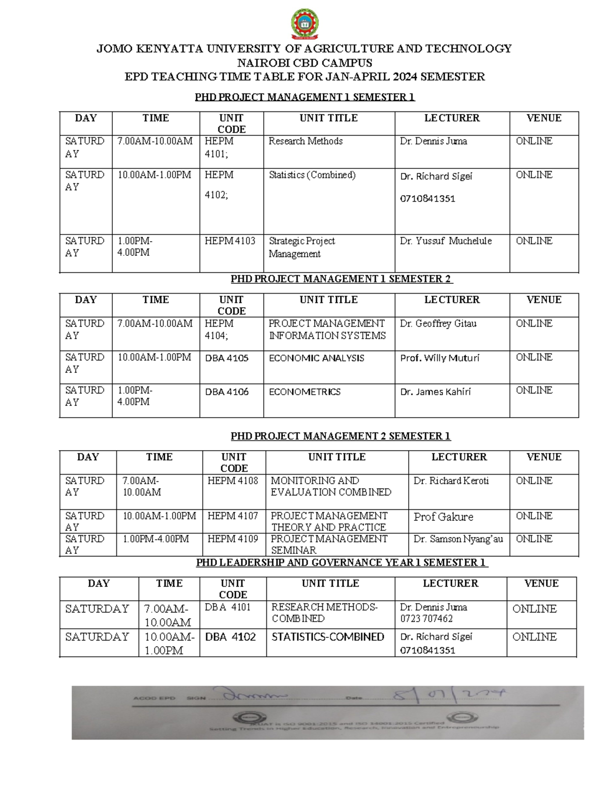 EPD Teaching Time table January-April 2024 - NAIROBI CBD CAMPUS EPD ...