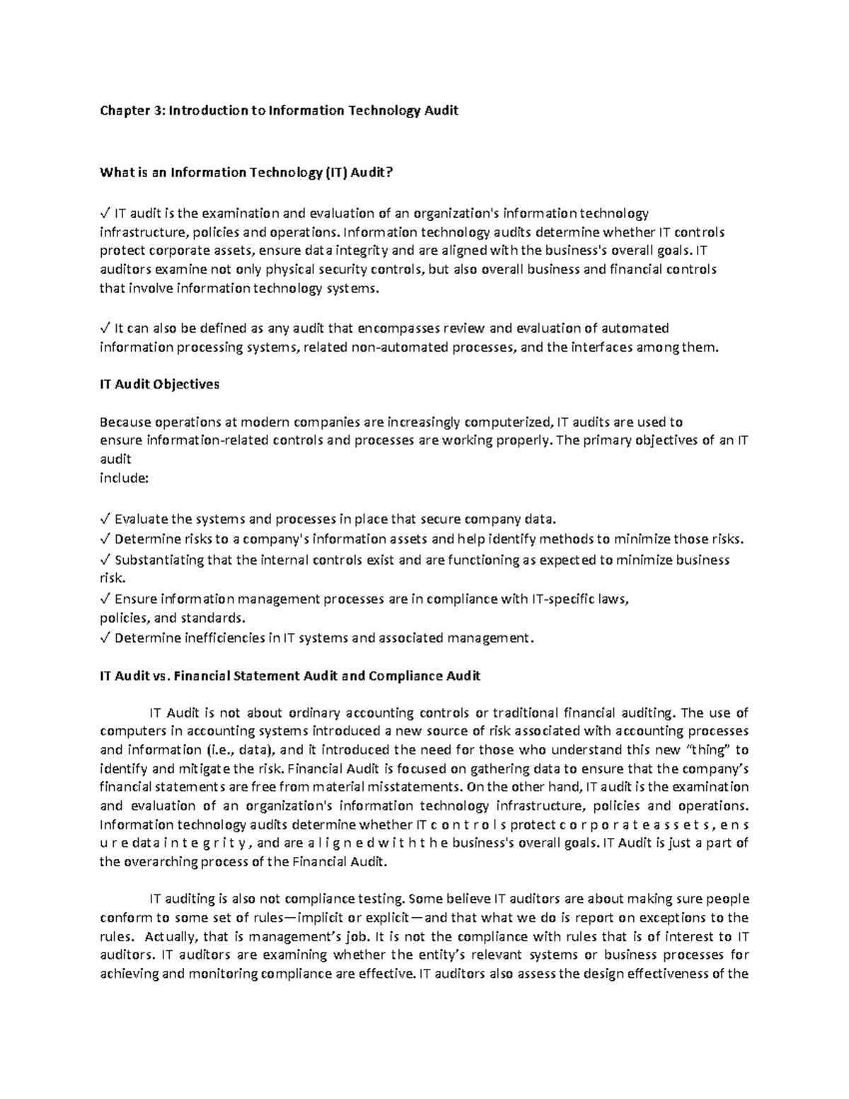 Chapter 3-4: IT Audit Fundamentals in a CIS Environment - Studocu