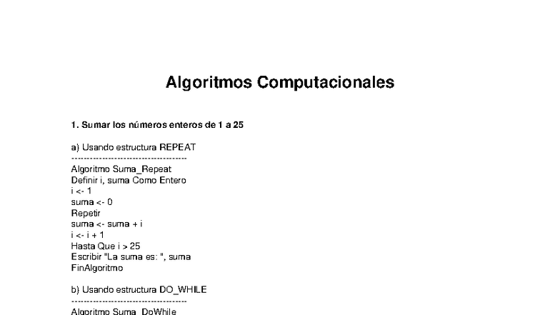 Algoritmos Computacionales 1: Sumas y Múltiplos en Estructuras - Studocu