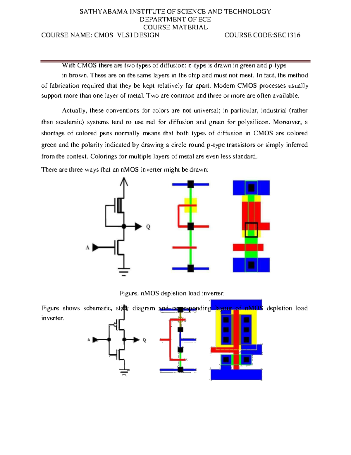 CMOS VLSI Design Course Code: SEC - Detailed Notes on Inverter & Gates ...