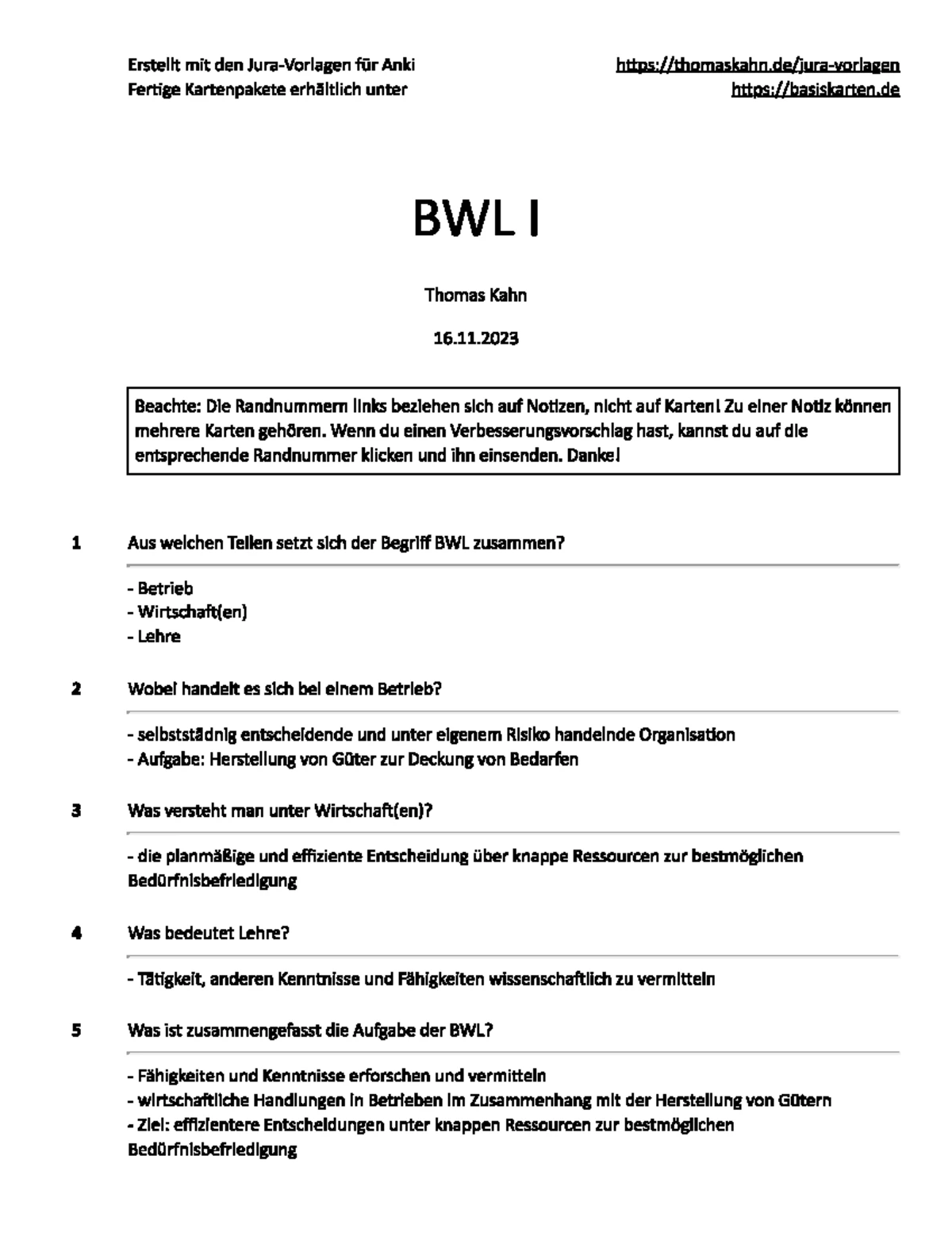 BWL I Klausur 1: Multiple Choice Fragen und Antworten - Studocu