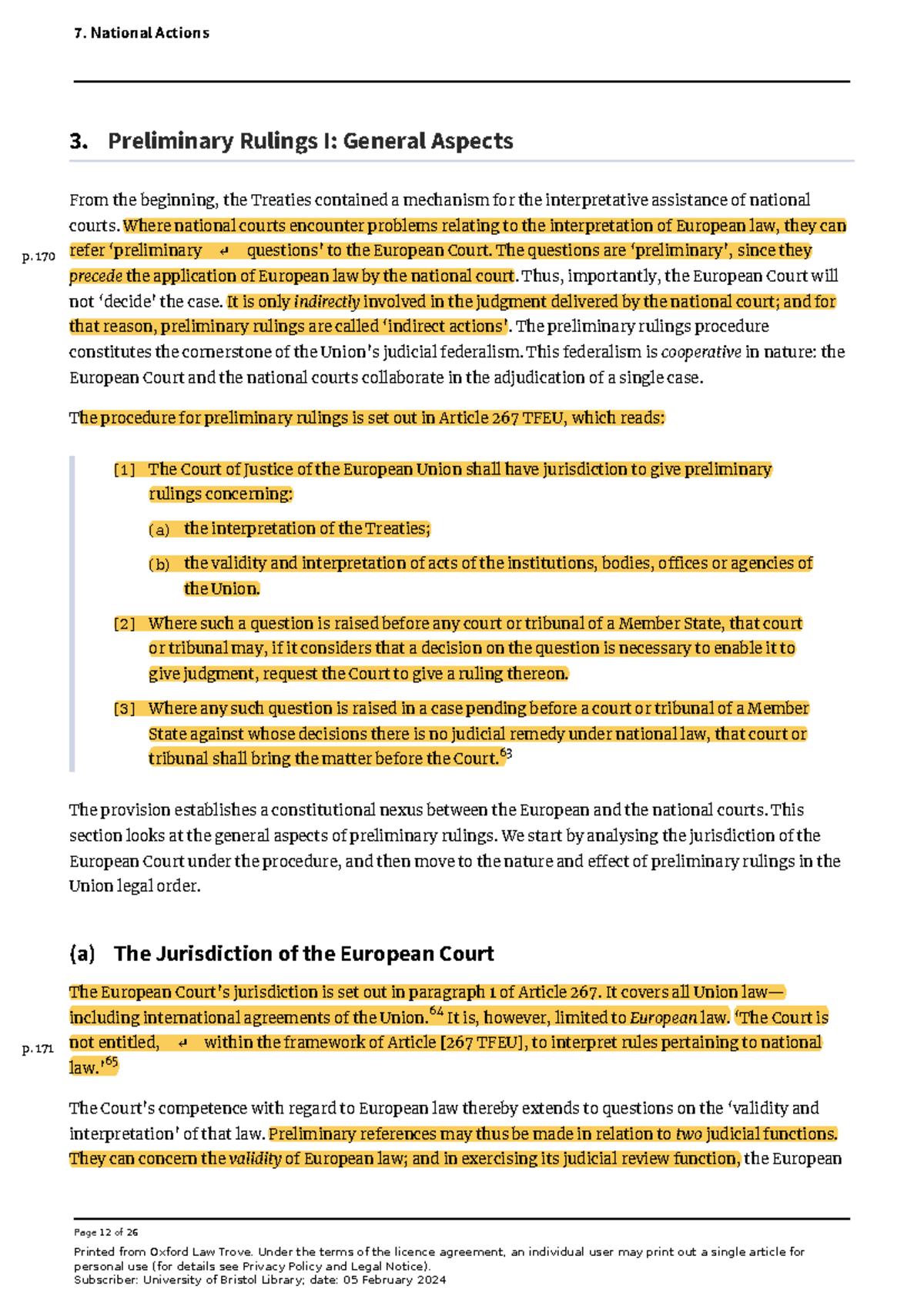 EU Preliminary Rulings: General & Special Aspects Overview - Studocu