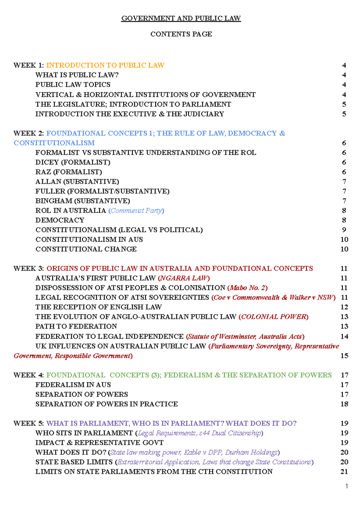 GOVT 101: Public Law Overview and Key Concepts (Lecture Notes) - Studocu