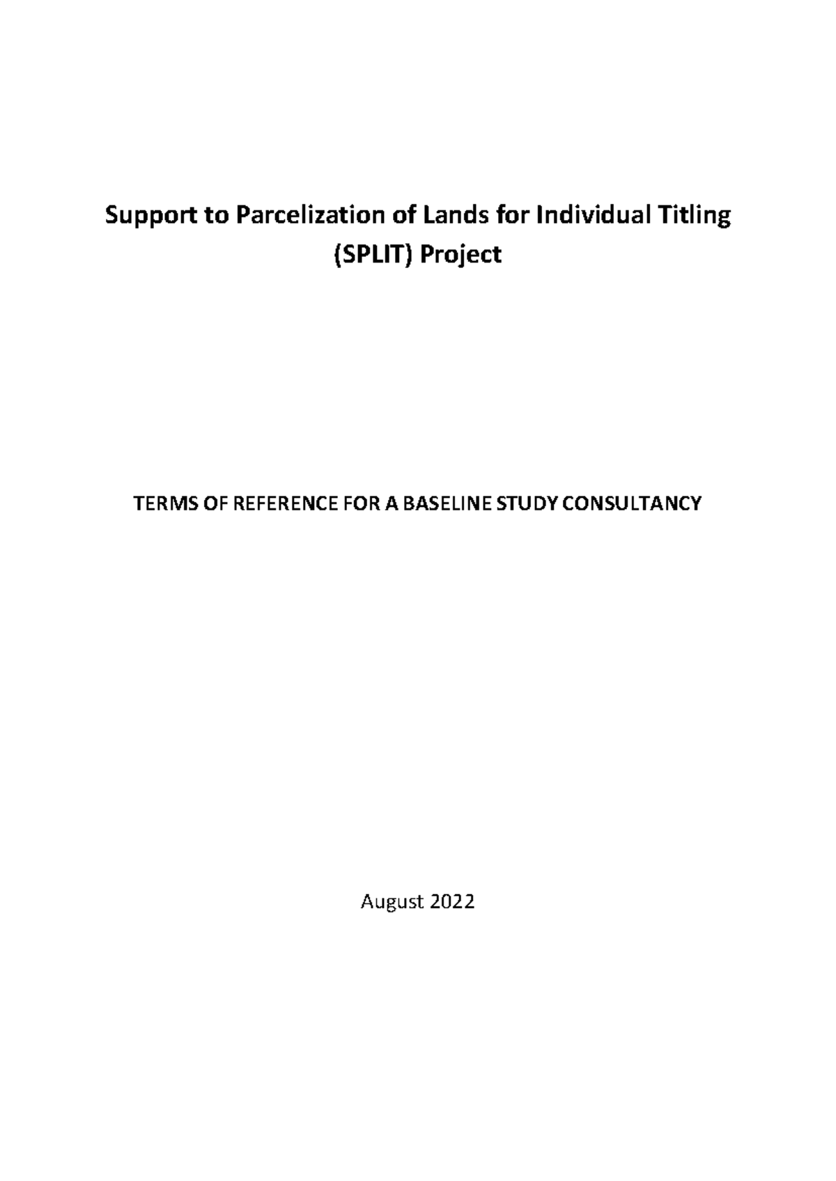 Baseline final survey tor aug2022 final aspresented 1 1 - Support to ...