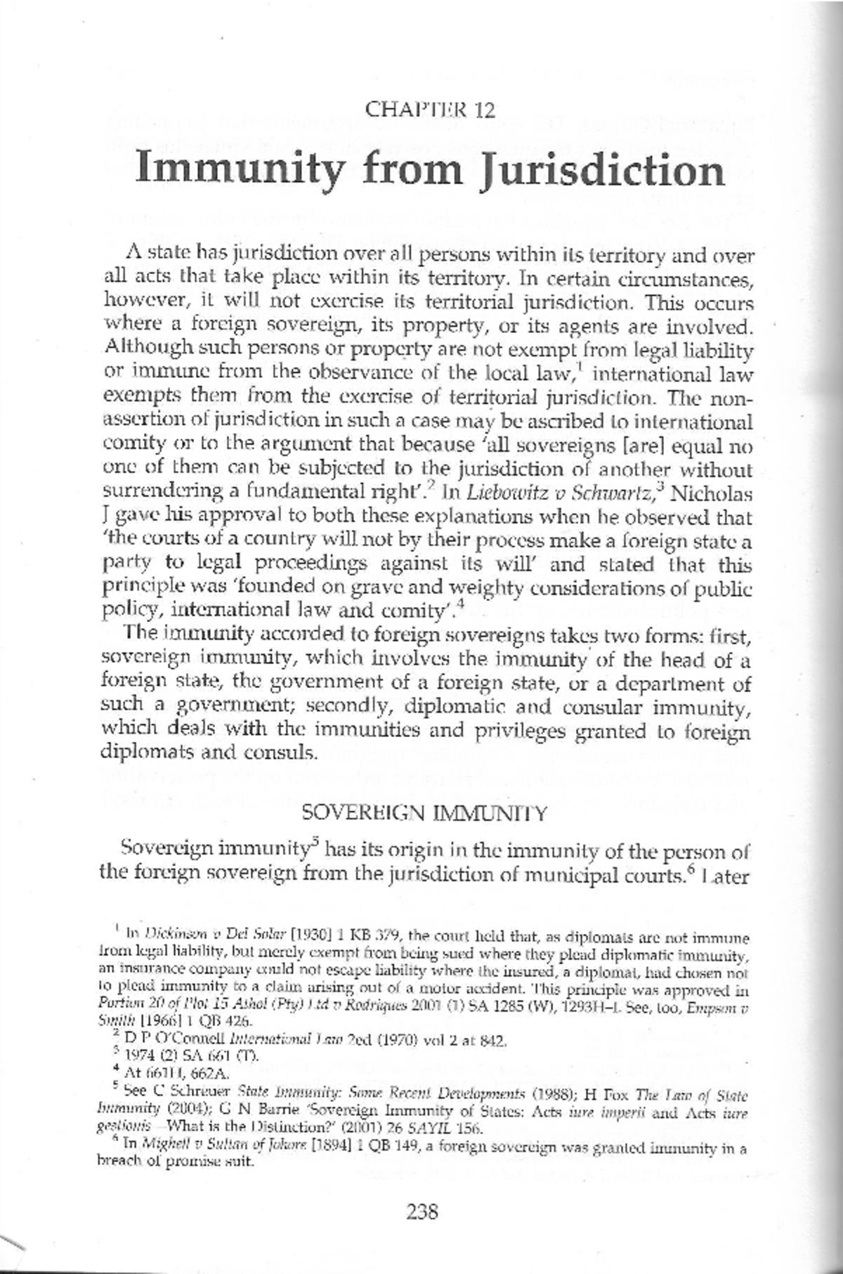 Chapter 12: Immunity from Jurisdiction in International Law - Studocu