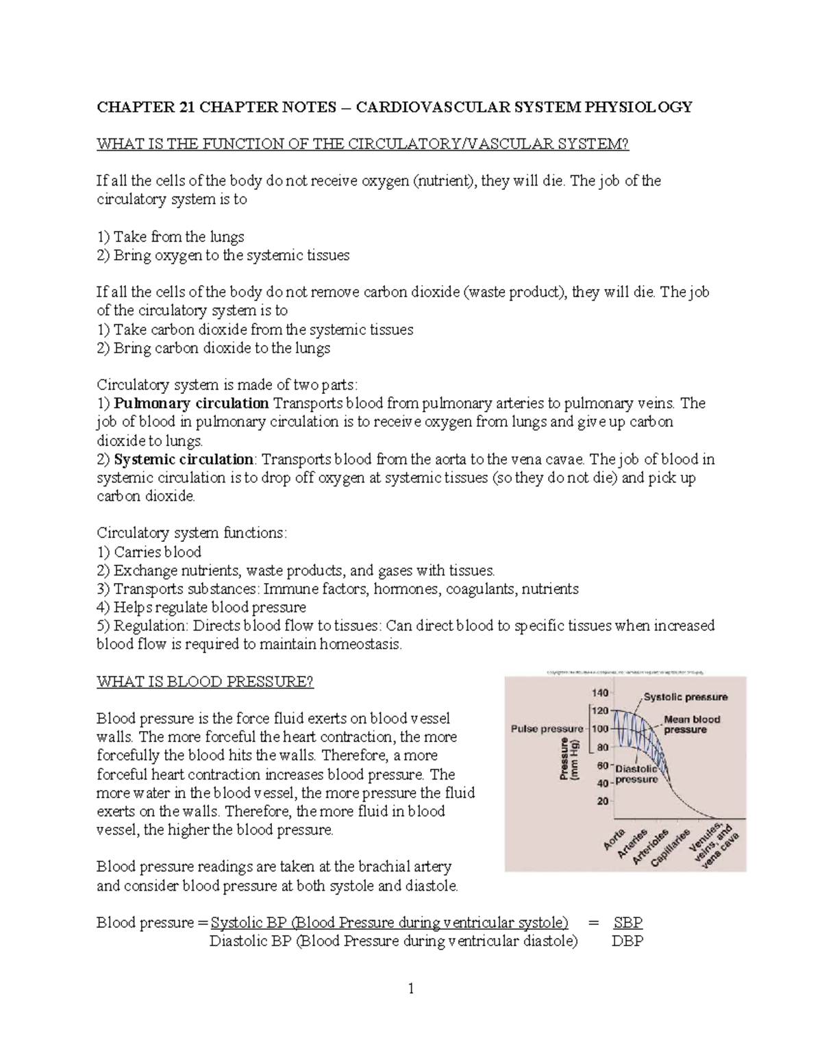 CH227 Unit 2B Chapter Notes: Cardiovascular System Physiology - Studocu
