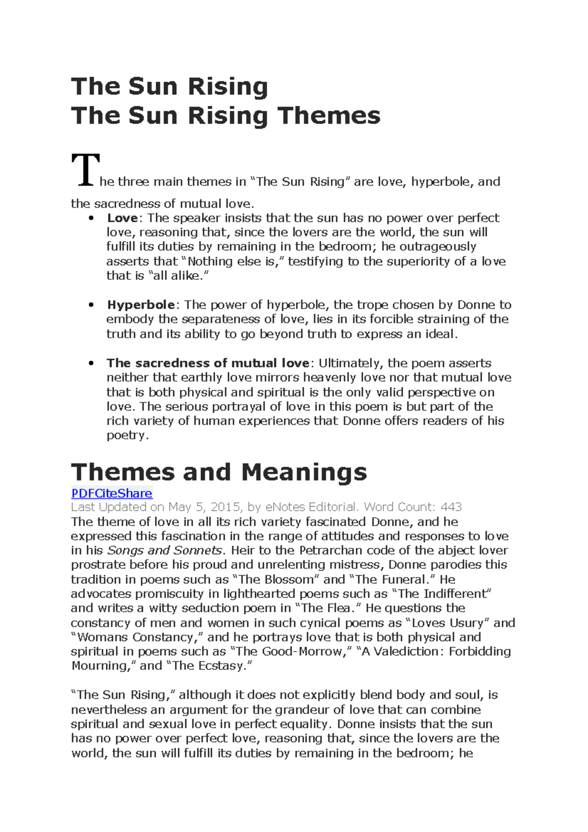 The Sun Rising Poem Theme - Infoupdate.org
