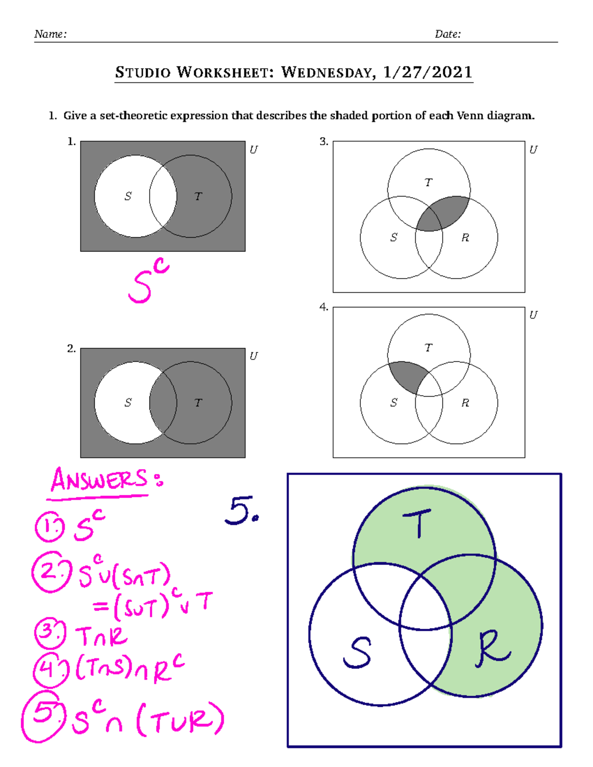 Studio 04: Venn Diagram Set Theory Analysis Worksheet - Studocu