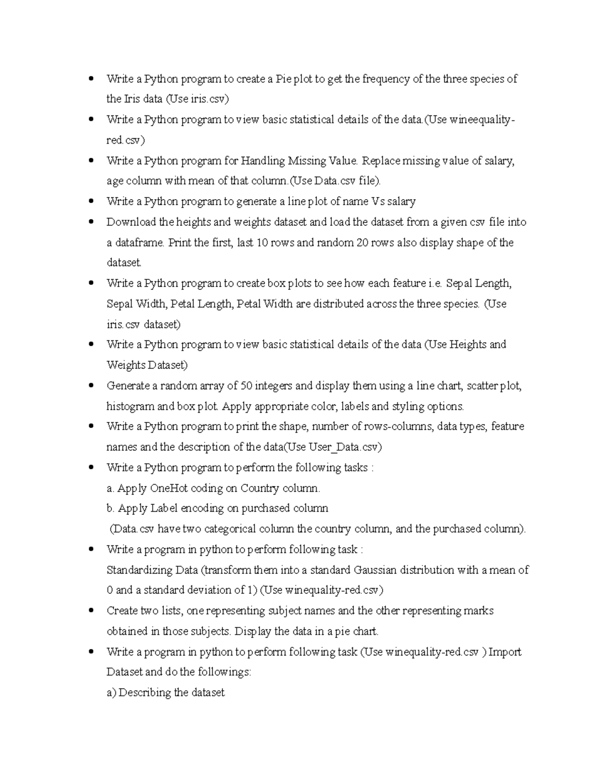 Data Science Slip Questions - Write a Python program to create a Pie ...