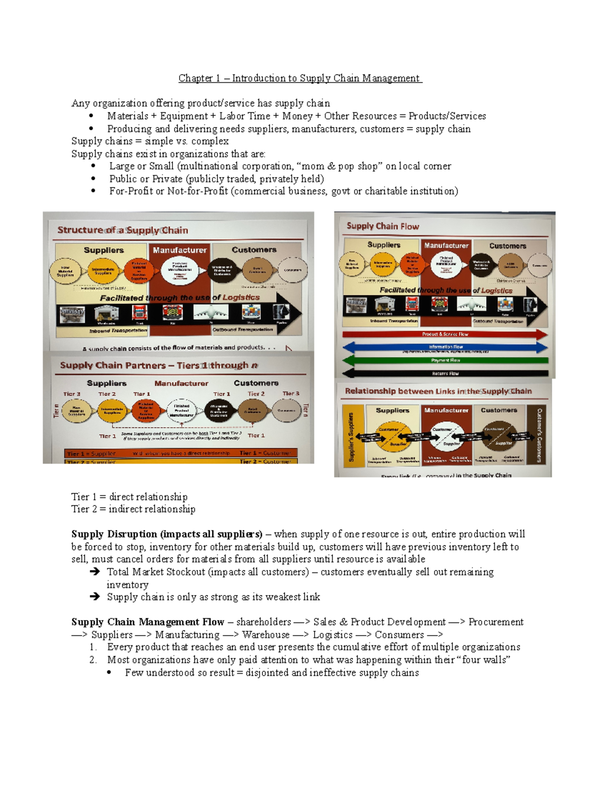 Supply Chain Management: Chapter 1 Overview and Key Concepts - Studocu