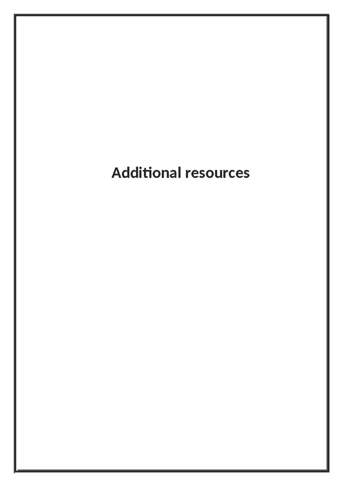 Additional resources - Notes - Additional resources - Studocu
