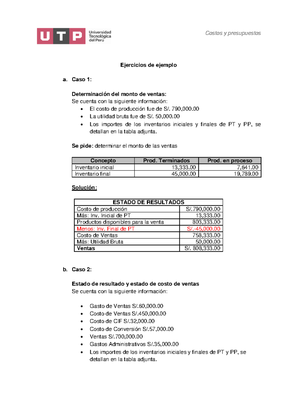 S06T1 Ejercicio de Ventas y Costo de Producción Ejemplo - Studocu
