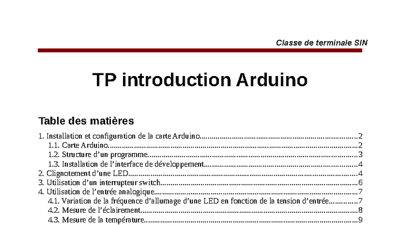 TP Arduino - Introduction à la carte Arduino pour Classe de terminale ...