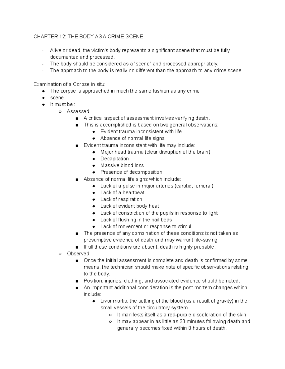 Crime Scene Investigation CH 12: Examination of the Body - Studocu