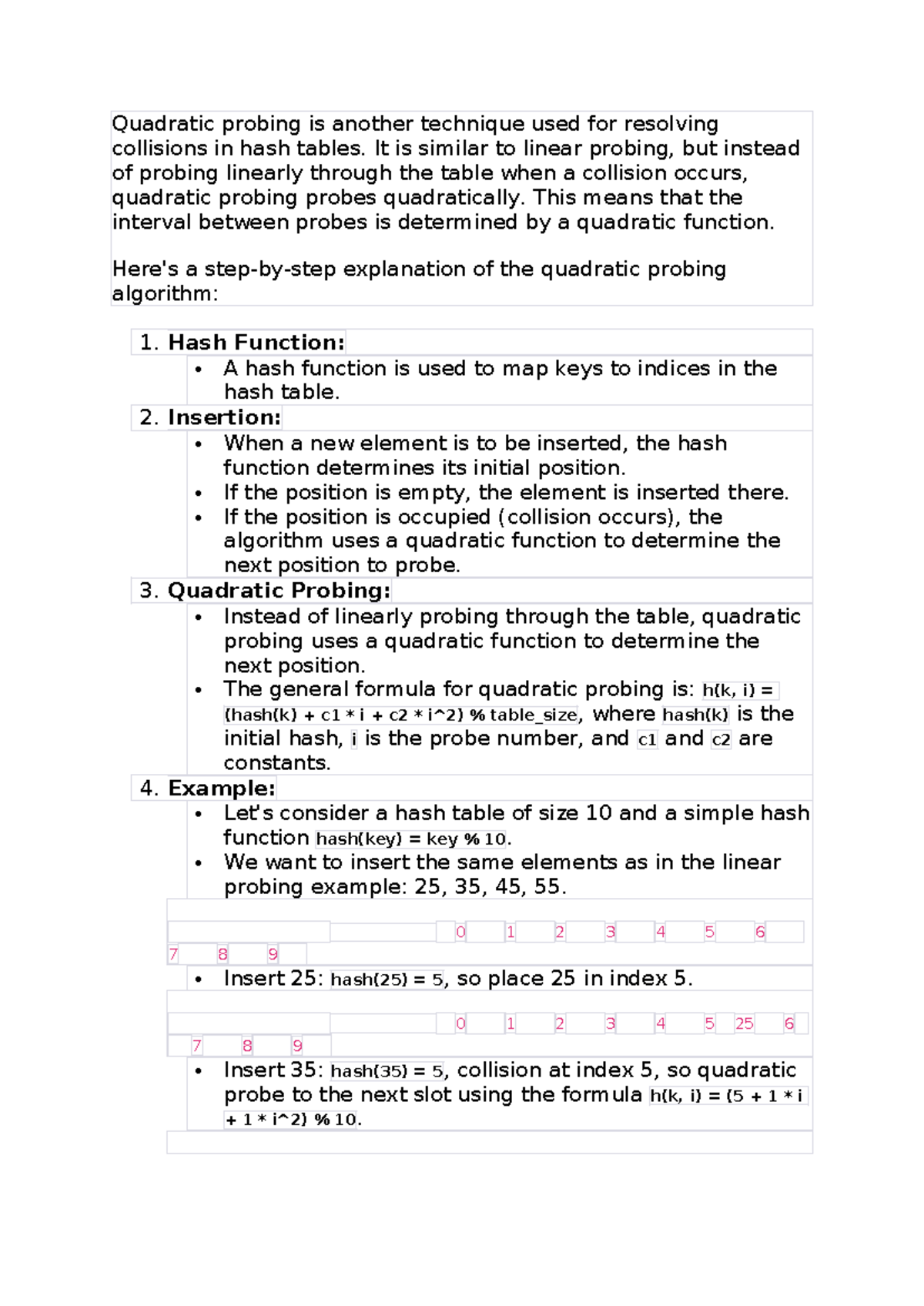 DS 5-1205 - IT IS USEFUL - Quadratic probing is another technique used ...