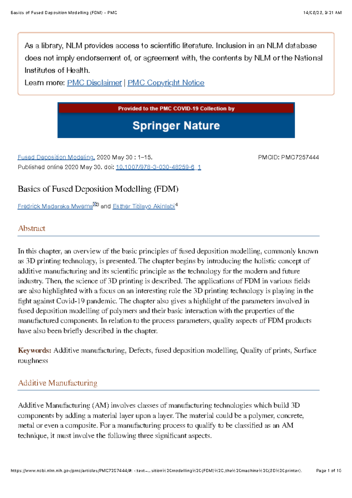 Basics of Fused Deposition Modelling (FDM) - Overview and Applications ...
