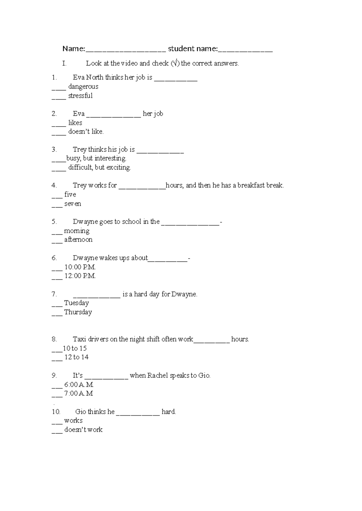 408825 093691 Exercise from Video Unit 8: Answer Key Worksheet - Studocu