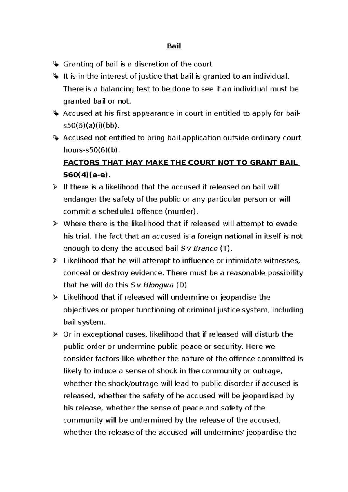 Bail Application Guidelines: Court Discretion & Factors (Law 101) - Studocu