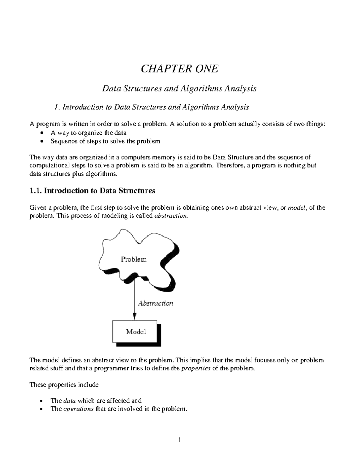 CHAPTER ONE Data Structures and Algorithms Analysis: Overview and ...