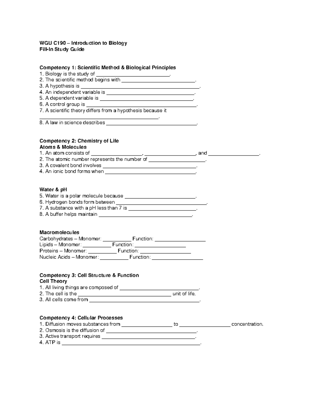 WGU C190 Biology Study Guide: Scientific Method & Key Concepts - Studocu