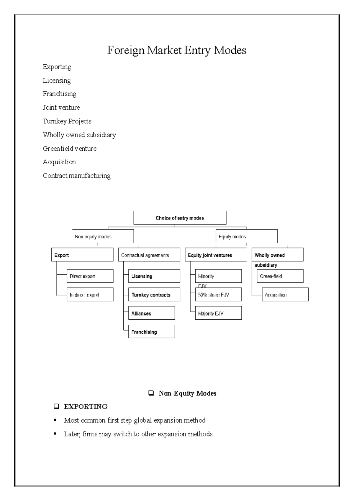 Foreign Market Entry Modes: Key Concepts & Strategies - Int'l Business ...