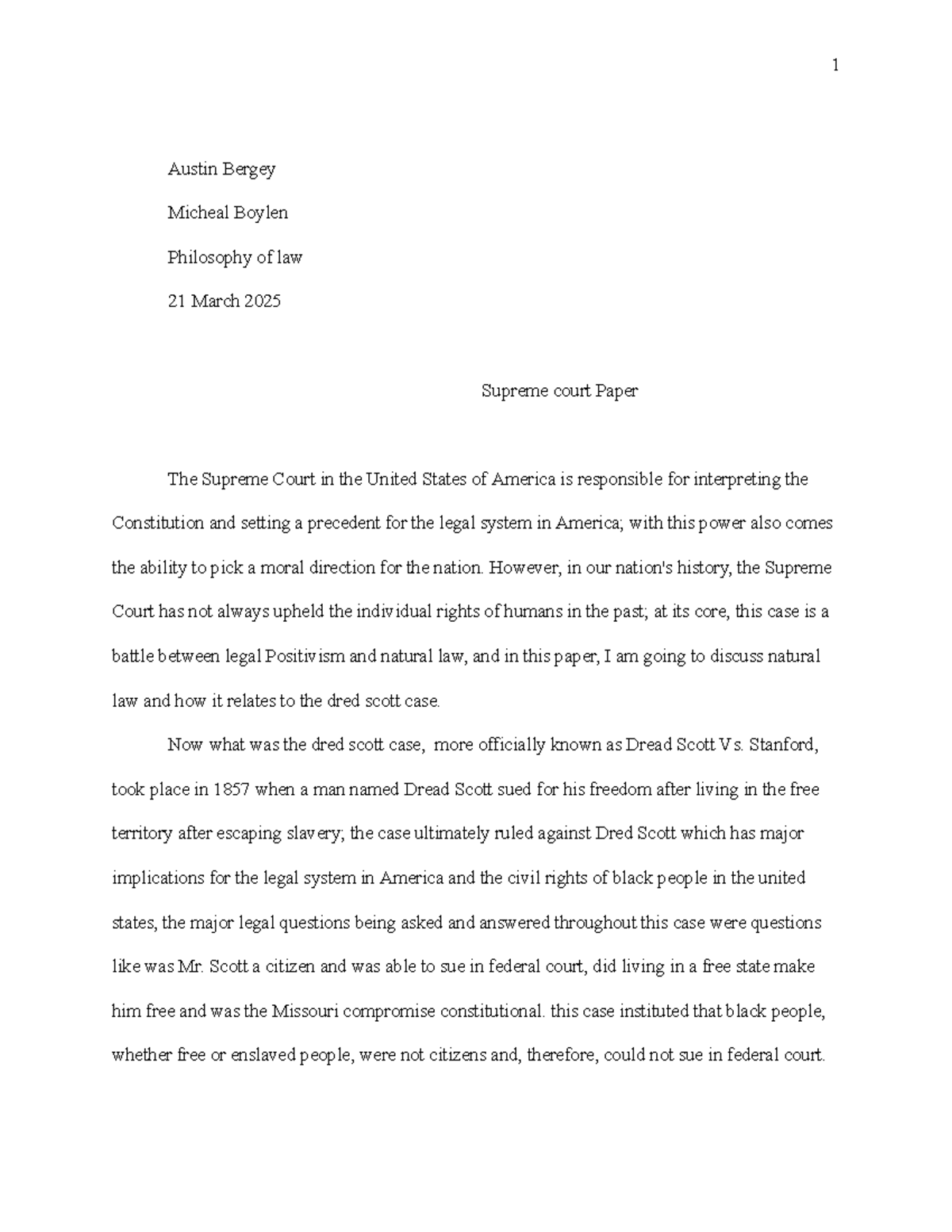 Supreme Court Case Analysis: Dred Scott Vs. Sandford - POL 101 - Studocu