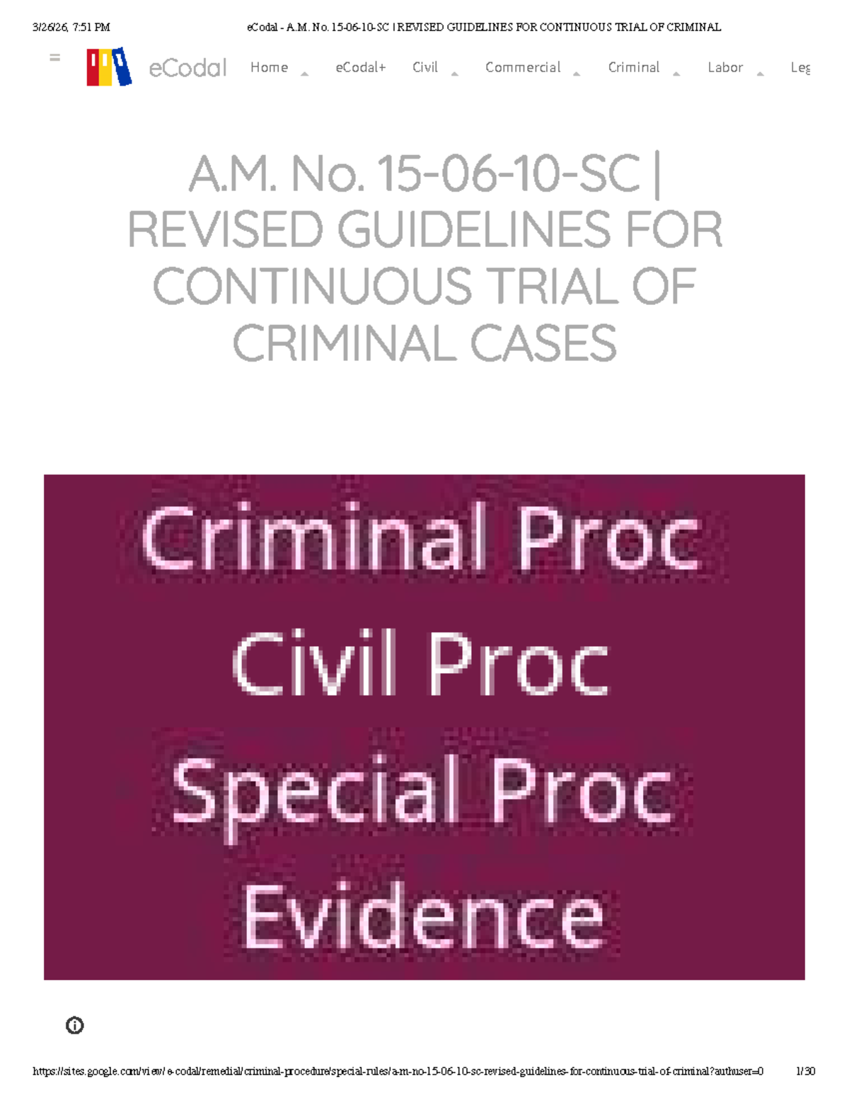 A.M. No. REVISED GUIDELINES FOR CONTINUOUS TRIAL OF CRIMINAL CASES ...