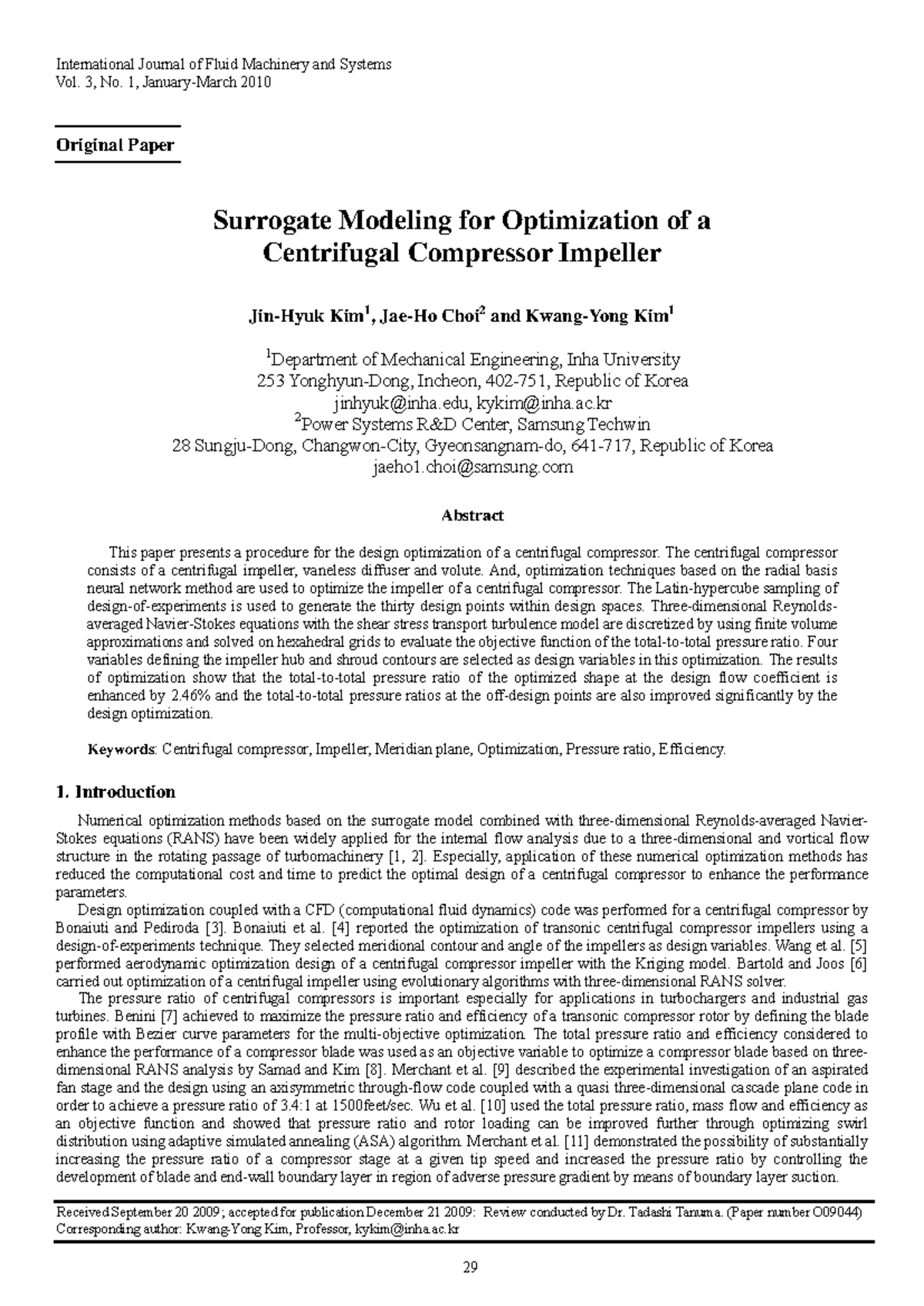 Surrogate Modeling for Centrifugal Compressor Impeller Optimization ...