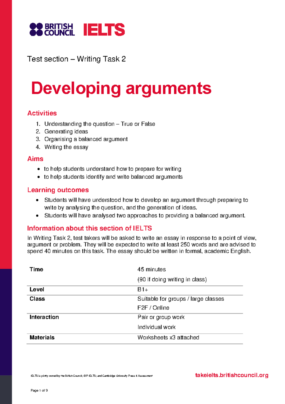 IELTS Writing Task 2: Developing Balanced Arguments Efficiently - Studocu