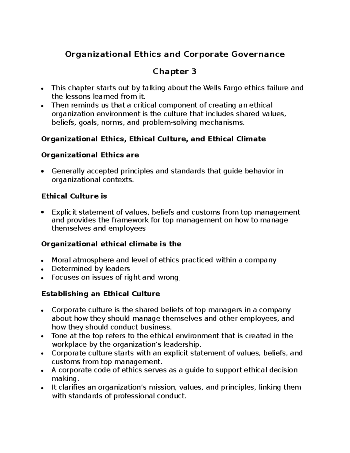ACCT019 - Organizational Ethics and Governance Overview: Chapter 3 ...