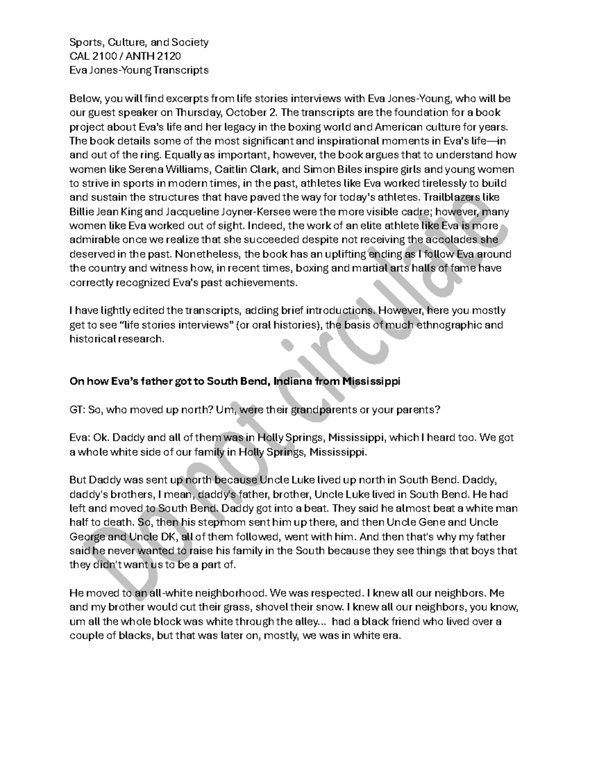 Life Stories of Eva: Boxing, Legacy, and Cultural Impact CAL 2100 ANTH ...
