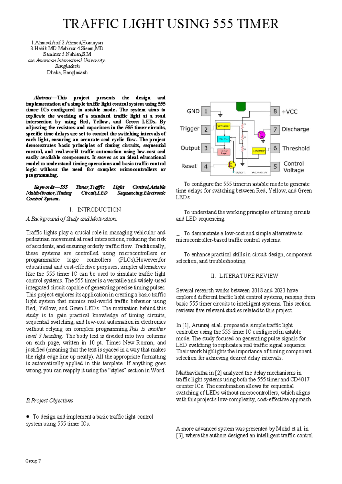 CSE Project: Traffic Light Control System Using Timer ICs - Studocu