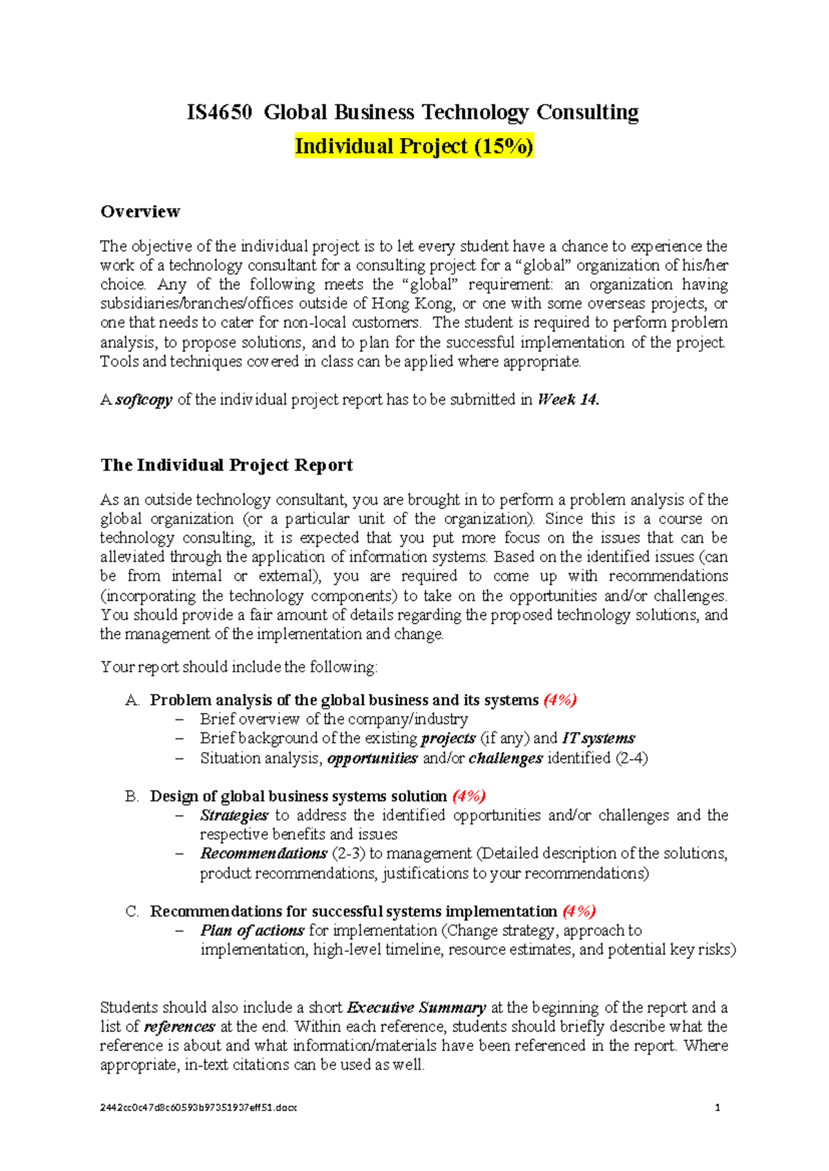 IS4650 Individual Project - Global Tech Consulting Guide 2025 - Studocu