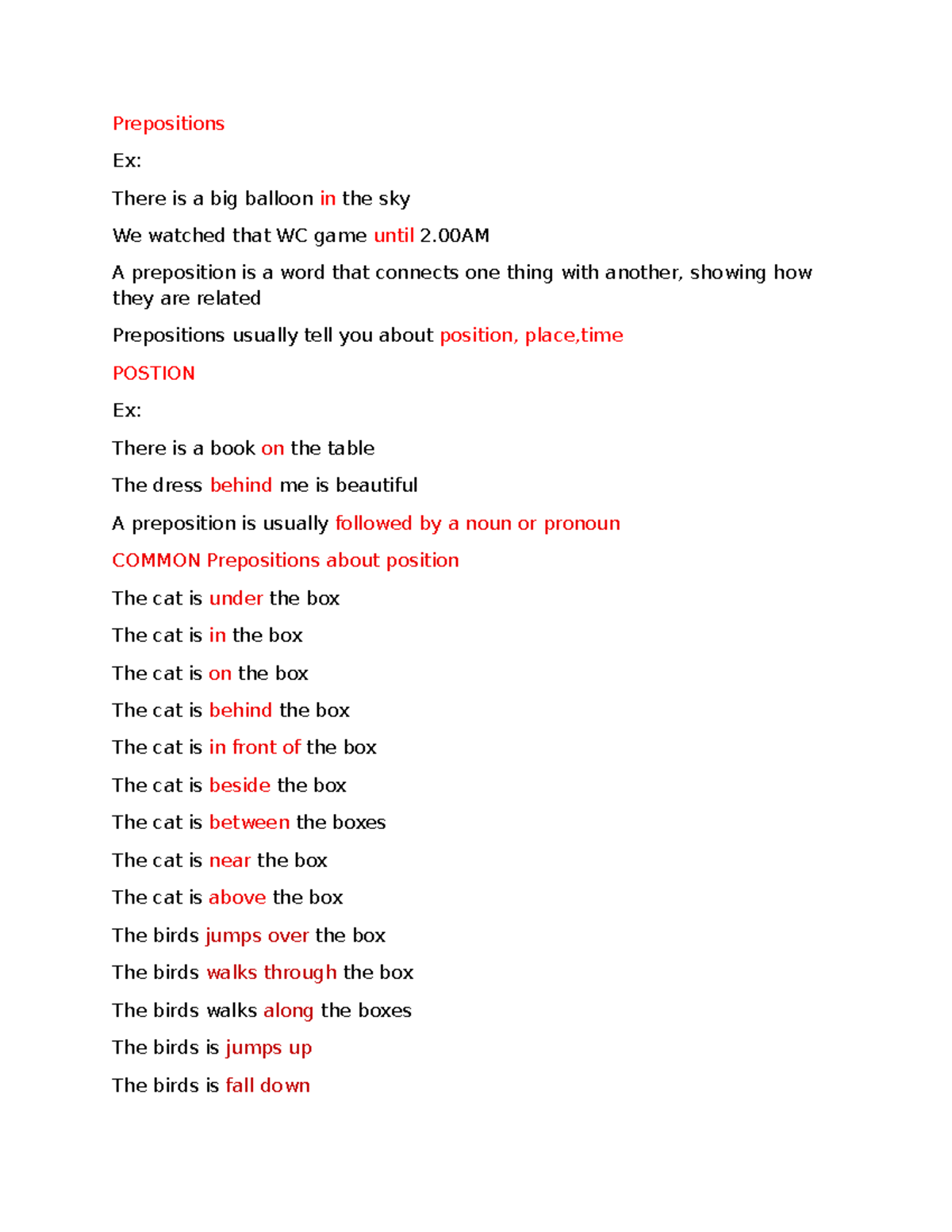 Prepositions Overview and Examples - linhtinh - Studocu