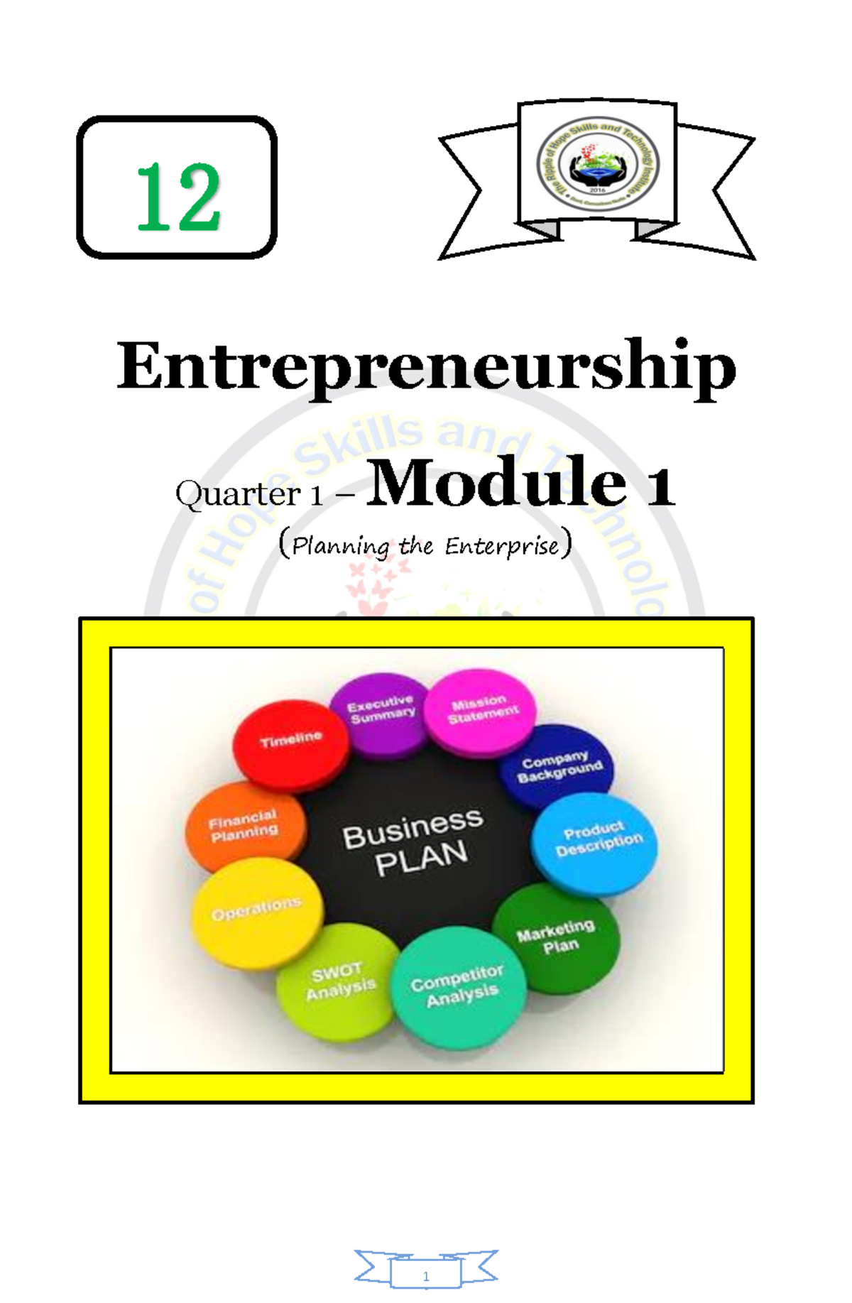 Entrep-1: Planning the Enterprise - Module 1 Overview and Objectives ...