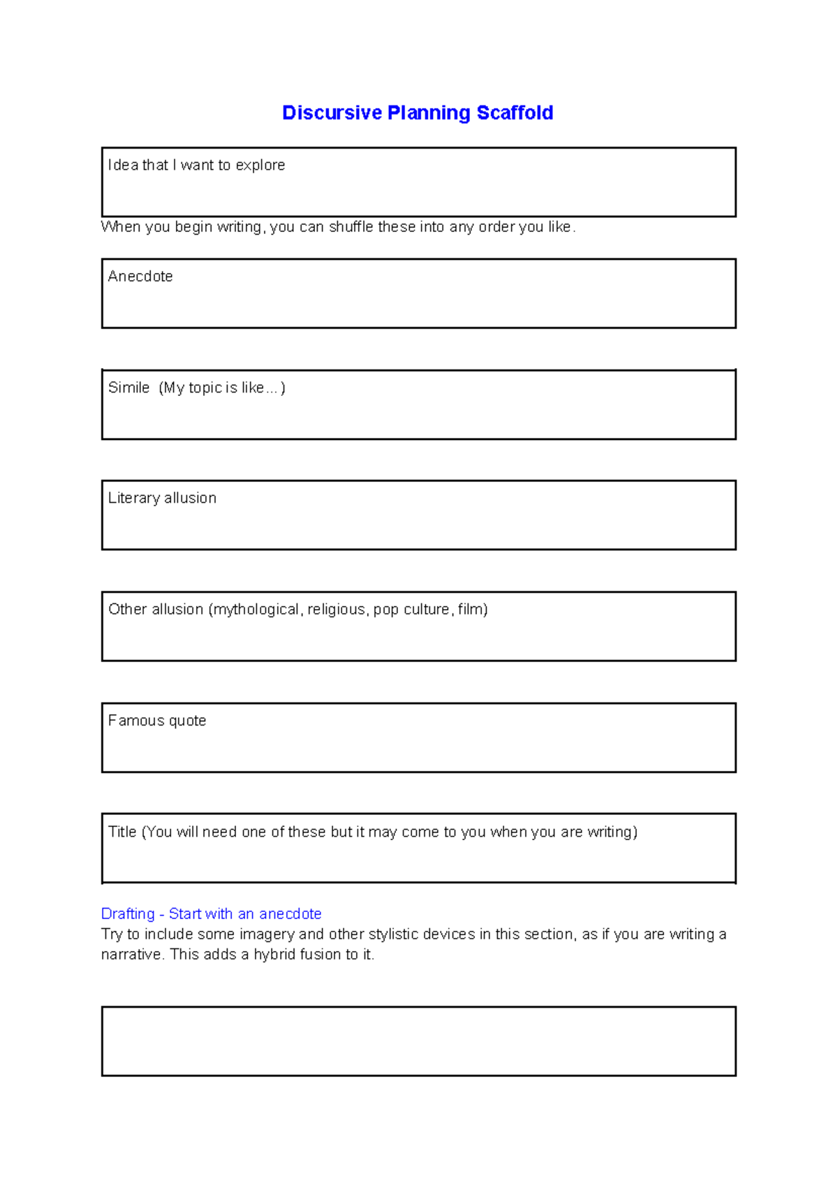 2024 Planning Scaffold - Discursive Planning Scaffold Idea that I want ...